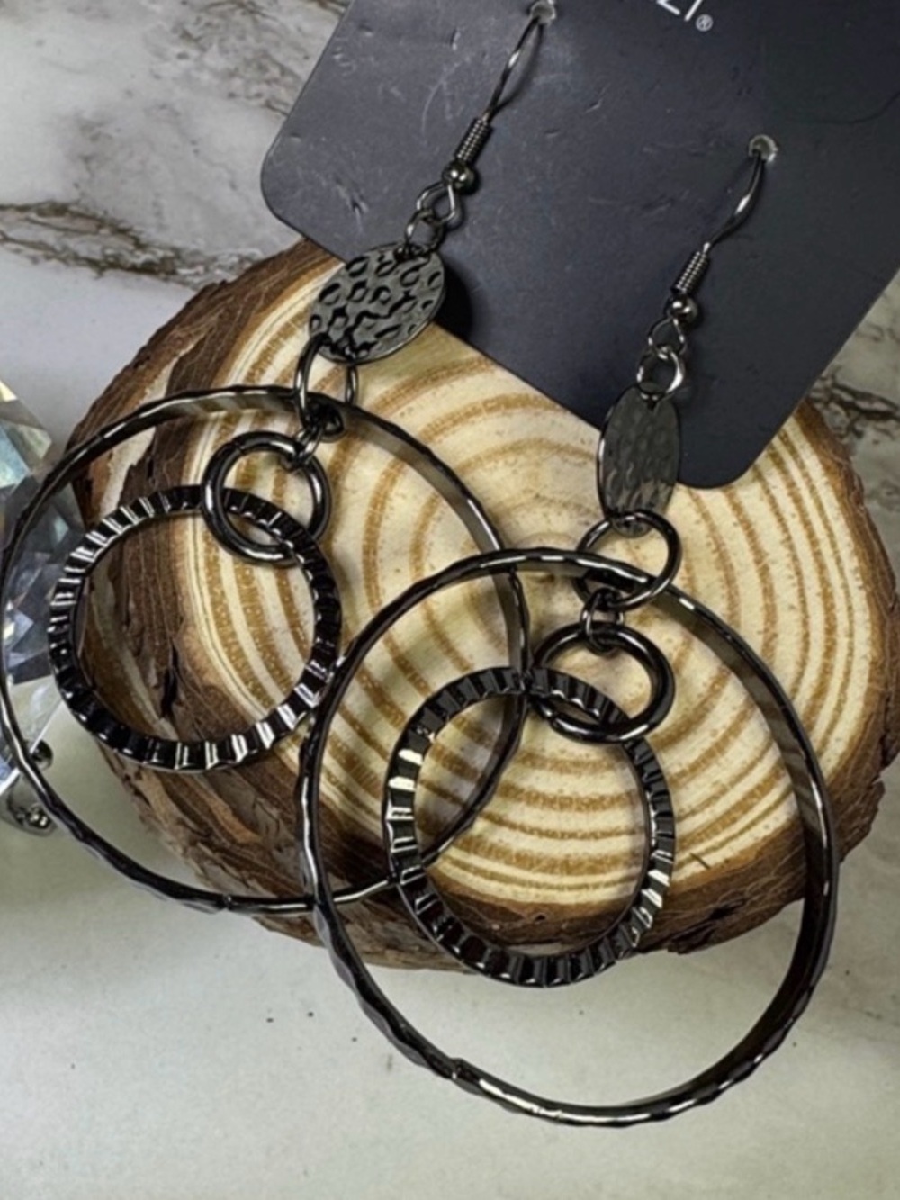 Paparazzi Gunmetal Multi-Hoop Dangle Earrings